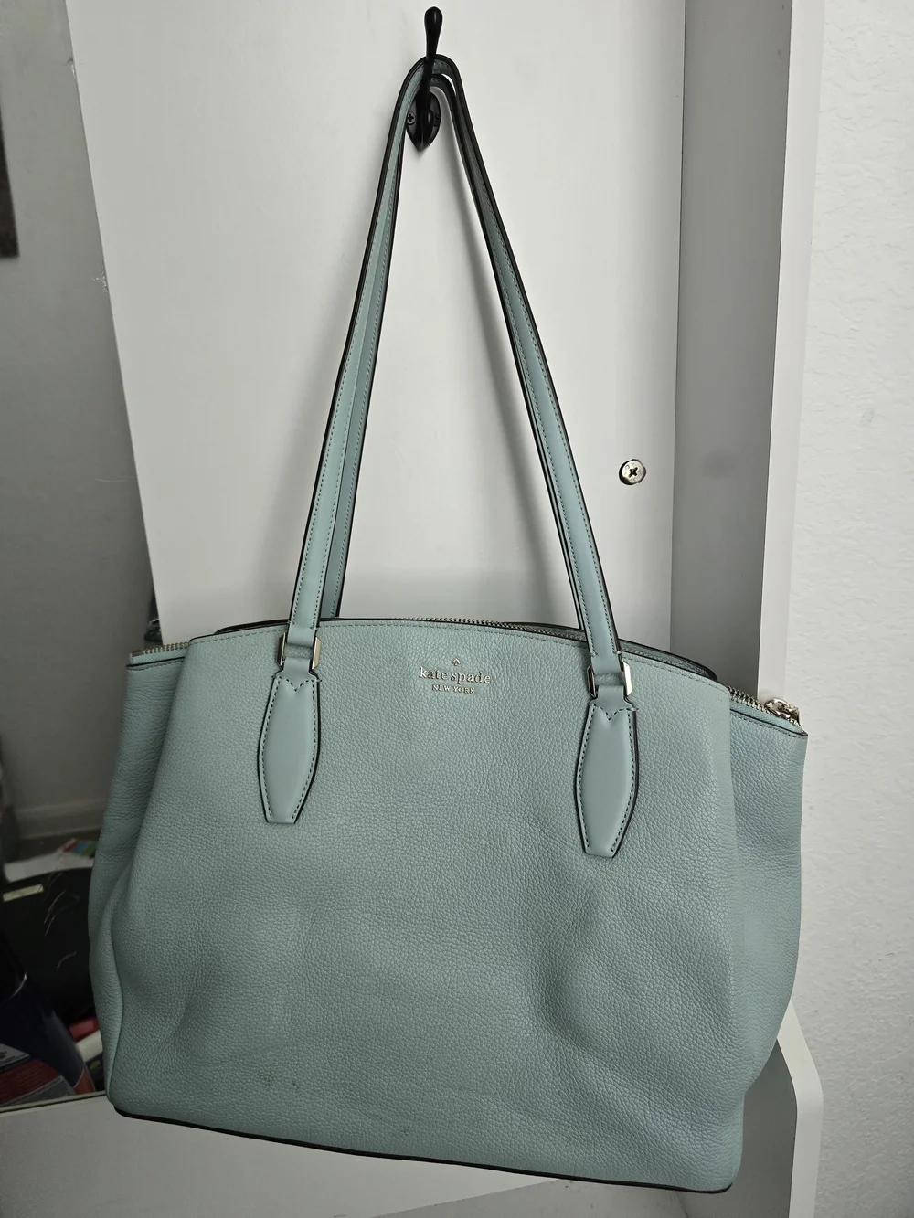 kate spade Light Blue Leather Tote Bag